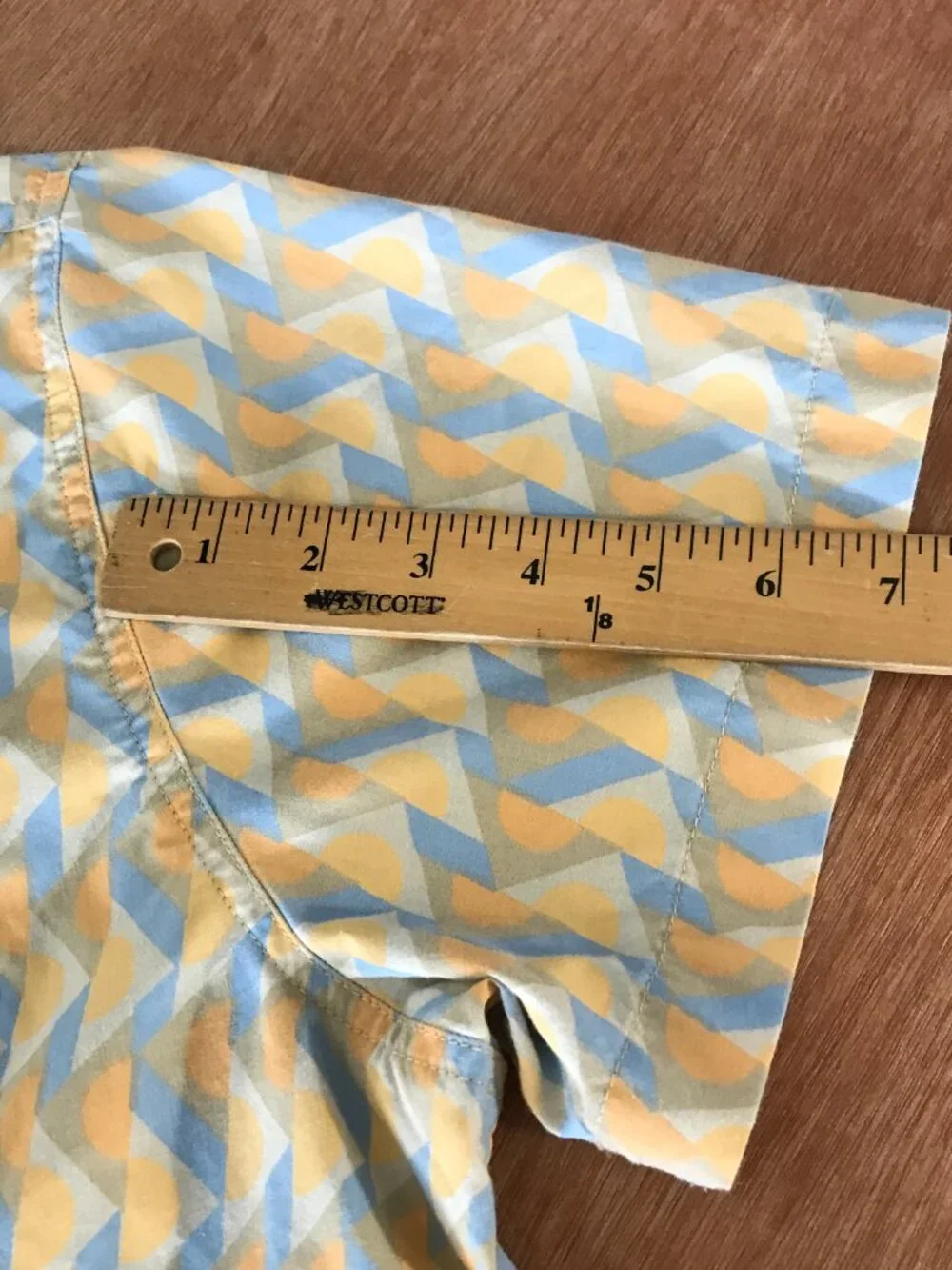 Prana Standard Fit Shirt Men L Yellow Geometric Button Up Pocket Short Sleeve